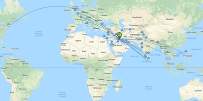 クウェート航空路線図